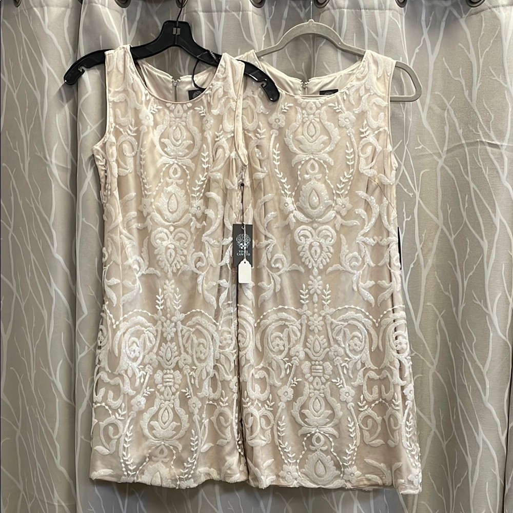 Vince Camuto Cream and White Sleeveless Dress